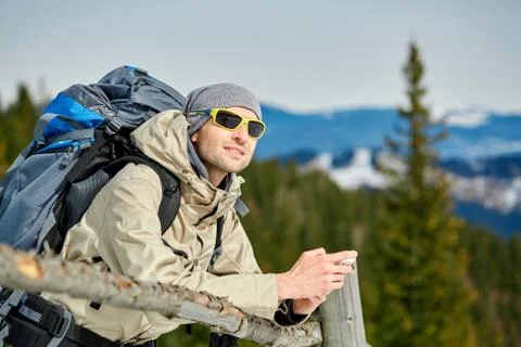Hiker in the mountains Stock Photos