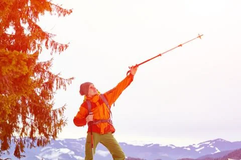 Hiker in the mountains Stock Photos