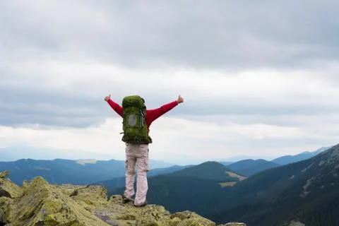 Hiker in mountains Foto stock