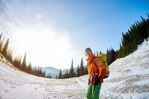 Hiker in the mountains Stock Photos