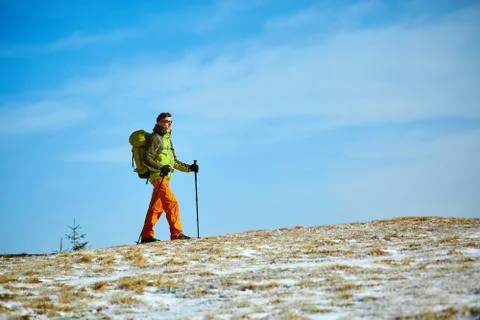 Hiker in the mountains Stock Photos