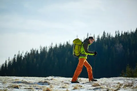Hiker in the mountains Stock Photos