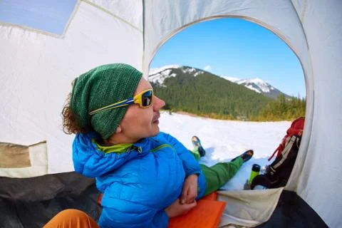 Hiker in the mountains Stock Photos