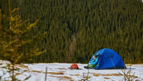 Hiker in the mountains Stock Photos