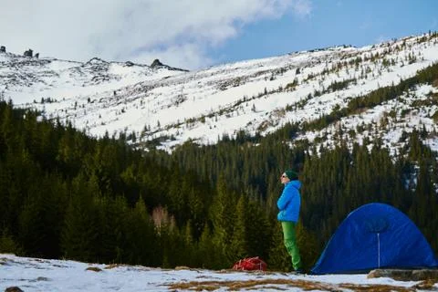 Hiker in the mountains Stock Photos