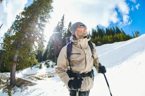 Hiker in the mountains Stock Photos