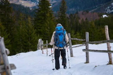 Hiker in the mountains Stock Photos