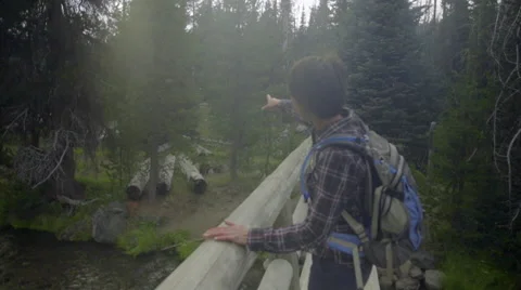 Hiker points to the direction they are going Stock Footage 59131883