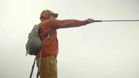 Hiker points to something Stock Footage 59516781