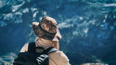 Hiker Portrait in Mountains. Stockbeeldmateriaal 320883976