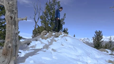 Hiker reaching the summit of a mountain Stock Footage 151059061