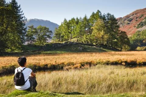 Hiker resting Stock Photos