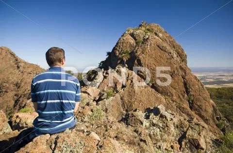 Hiker on ridge Stock Photos