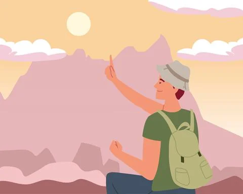 Hiker with rucksack Stock Illustration
