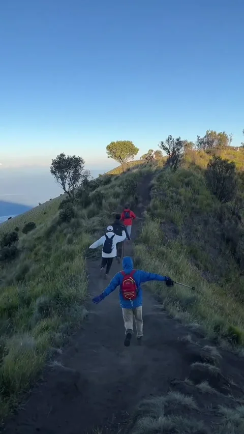 Hiker running in the mountain Stock Footage 280995134