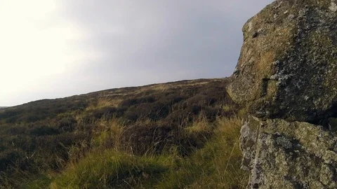 Hiker on Scottish Hill Stock Footage