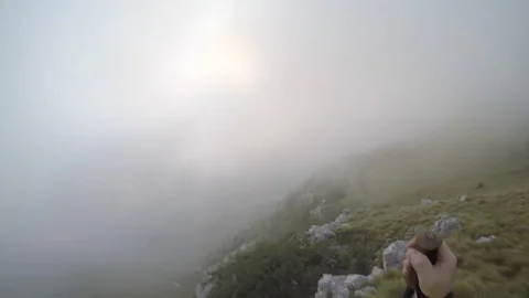 Hiker standing on the top of the mountain Stock Footage 82459091