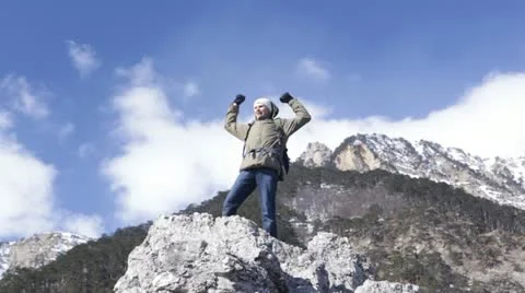 Hiker on the top Stock-Footage 13595202