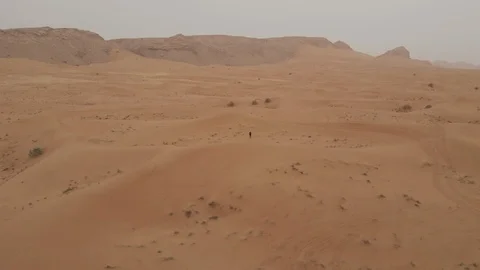 Hiker training in the desert Stock Footage 122031089