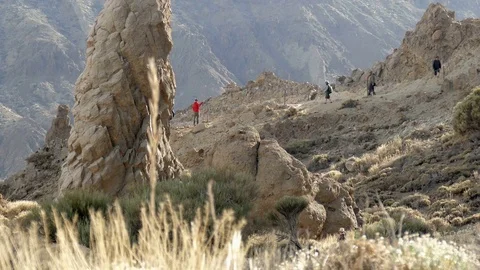 Hiker walking up and down the hill Stock Footage 71671154