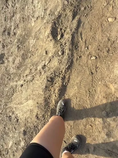 Hiker Walking Down Steep Mountain Dirt Trail Video stock 342268095
