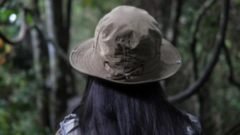 A hiker walking to explore nature in the forest, Stock Footage 140763637