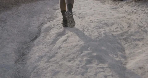 Hiker walking on the forest trail on mountain slope Stock Footage 145277447