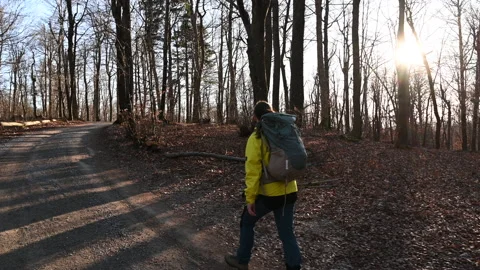Hiker walking at sunset Stock Footage 133785969