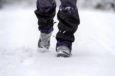 Hiker wearing a gaiter Stock Photos