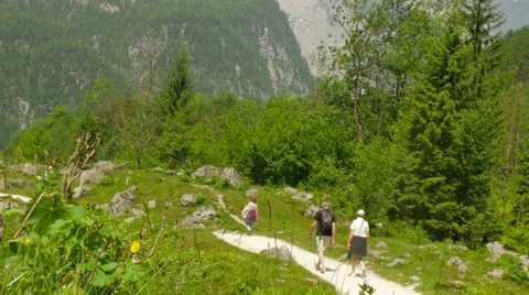 Hikers in the alps of Bavaria. Stock Footage 39149688