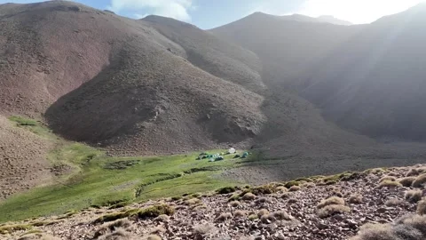Hikers' Camp on Iferouane Plateau : High Atlas, Iferouane Peak - Morocco Stock-Footage 285871753