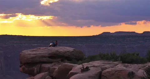 Hikers Catching the Sunset Stock Footage 44234642