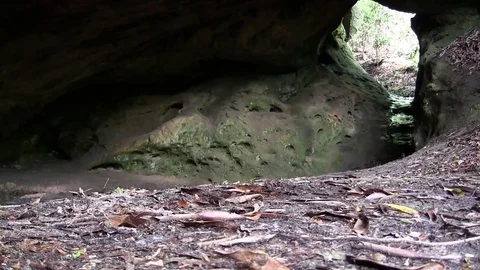 Hikers at cave Video stock 76469058