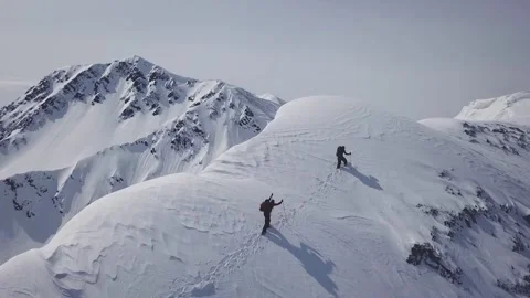 Hikers Climbing Epic Mountain Summit Adventure Travel Concept Stock Footage 319828815