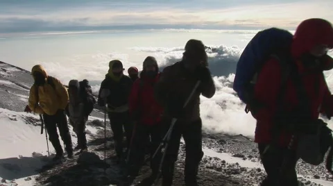 Hikers close to summit Stock Footage 626103