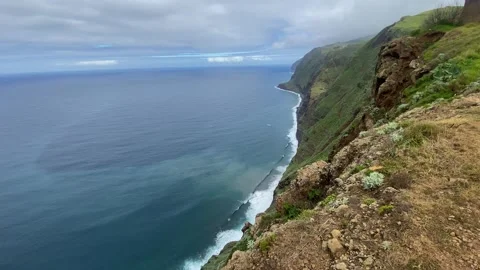 Hikers on Coastal Cliff Path in Madeira Portugal Stock-Footage 339775736
