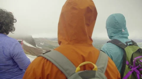 Hikers enjoy the view from the top Stock Footage 59514432