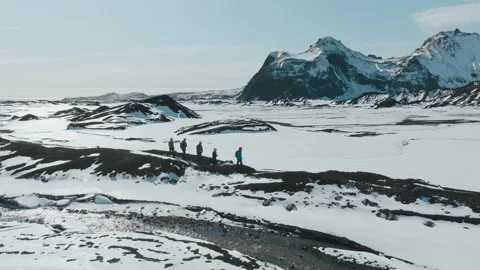 Hikers on a Glacier 4K 50FPS Stock Footage 219314973