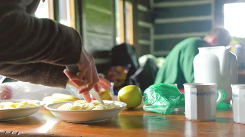 Hikers Having Morning Breakfast Stock Footage 64994596