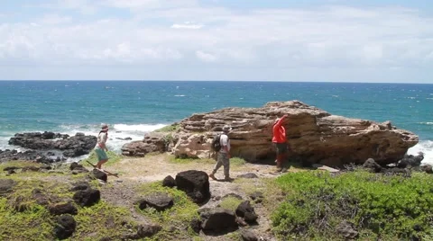 Hikers in Hawaii Video stock 44962427