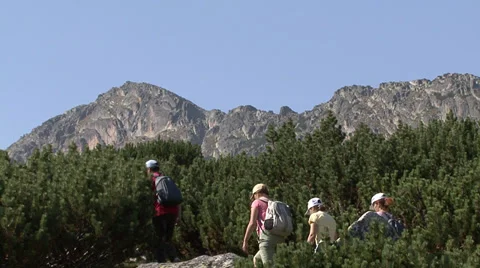 Hikers in the high mountain Stock Footage 31452950