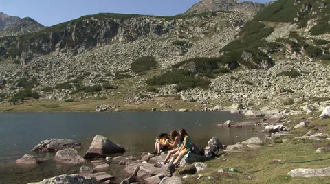 Hikers in the high mountain Stock Footage 31453061