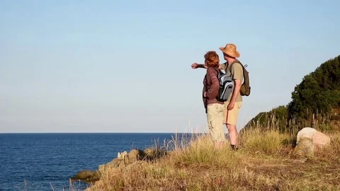 Hikers on the hill Stock Footage 74995991