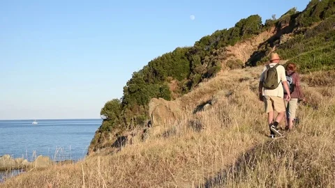 Hikers on the hill Stock Footage 75002478