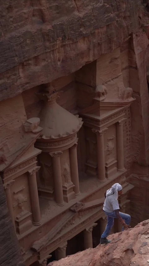 Hikers in monastery or Ad Deir, Stock Footage 270530772