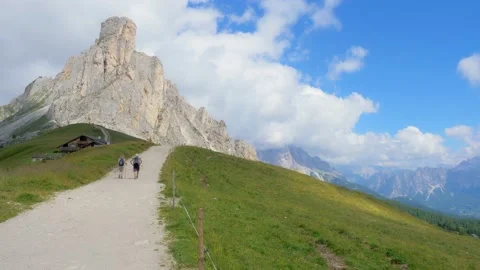Hikers on a mountain pathway Stock Footage 177479826