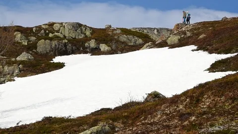 Hikers in the mountains Stock Footage 92349549