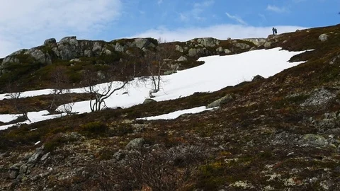Hikers in the mountains Stock Footage 92349686