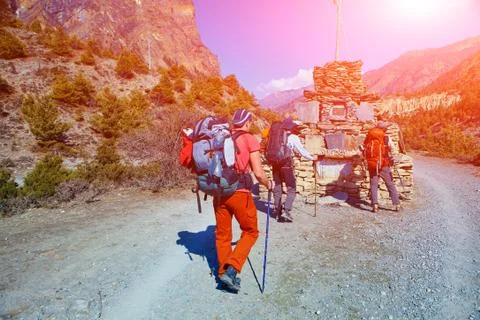 Hikers in the mountains Stock Photos