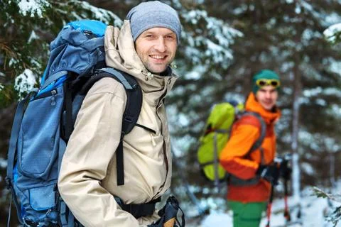 Hikers in the mountains Stock Photos
